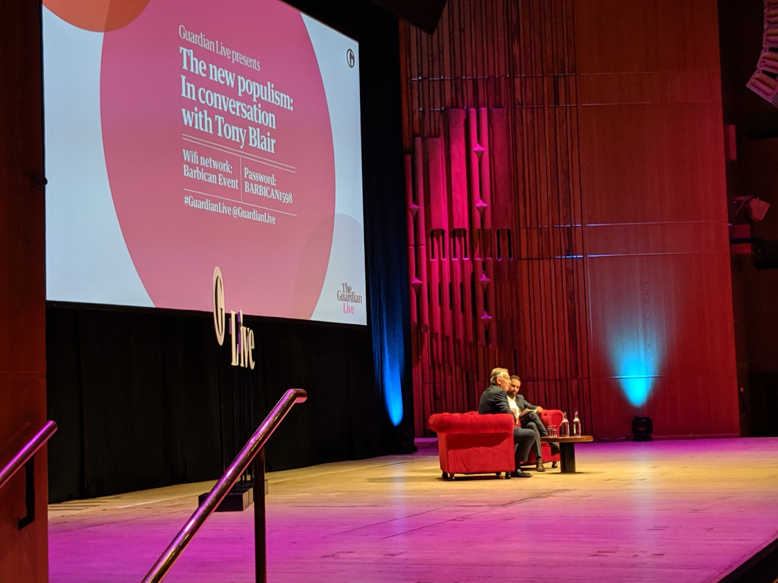 Guardian Live presents The New Populism, an on-stage interview at a large concert hall